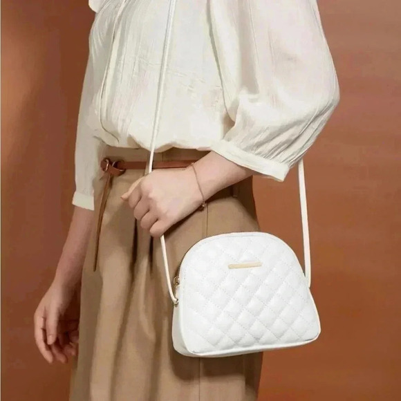 Handbags - ⚠️Clearance Quilted White Dome Crossbody Bag